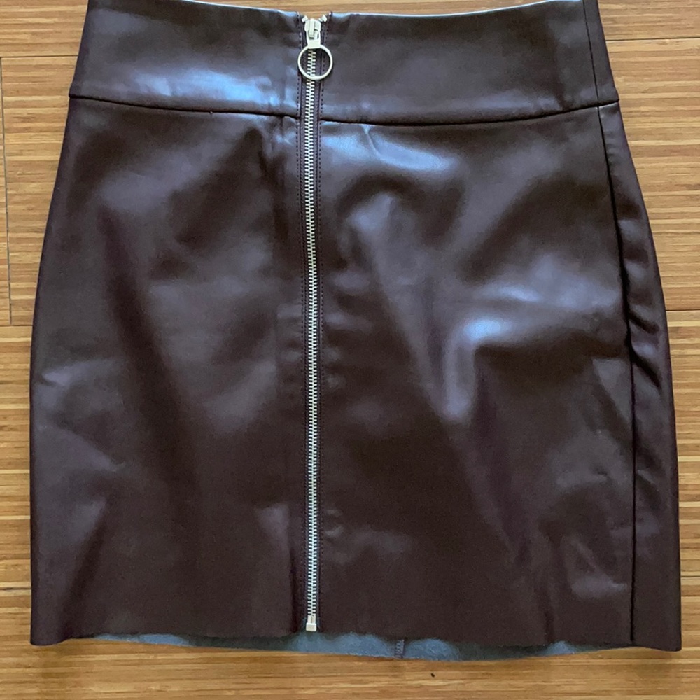 Express brown leather skirt
